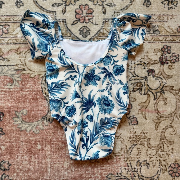 Janie and Jack One Piece Blue Floral Swimsuit - Picture 2 of 3